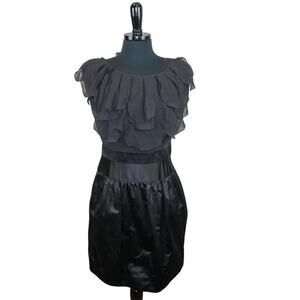 BCBGMAXAZARIA Black Mini Dress Silk Petal Ruffles Event Party HOCO 4